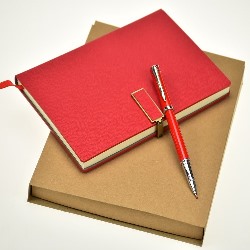Red Notebook With  Pen  Gift Set